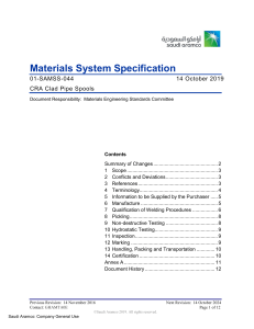 CRA Clad Pipe Spools Specification - Saudi Aramco