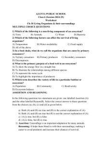 Class 6 Biology Worksheet: Living Organisms & Surroundings