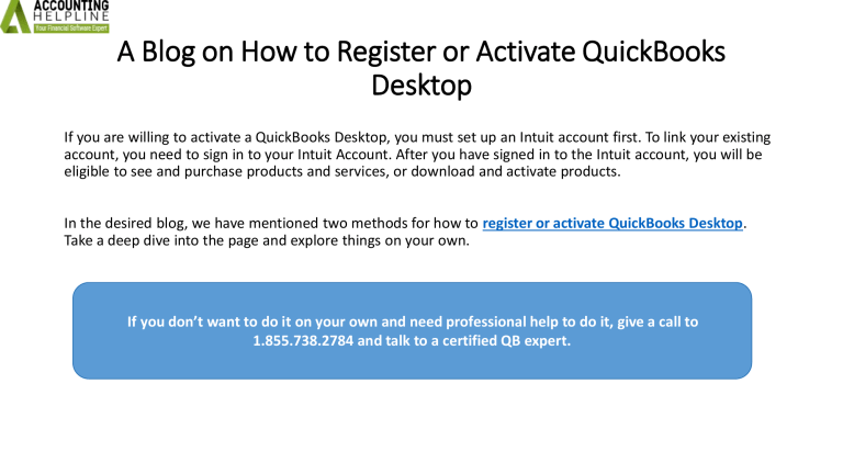 QuickBooks Desktop: Register & Activate Guide
