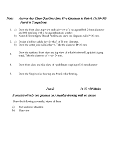 Engineering Drawing Exam: Bolts, Joints, Couplings
