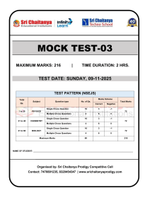 NSEJS Mock Test 03 Physics Chemistry Biology