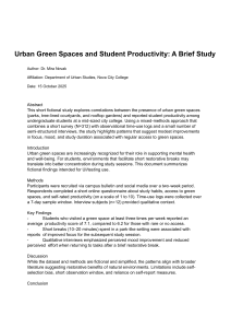 Green Spaces & Student Productivity Study