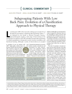 Low Back Pain Classification in Physical Therapy