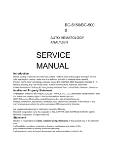 BC-5150/BC-5000 Auto Hematology Analyzer Service Manual