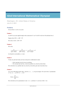 42nd International Mathematical Olympiad (IMO) 2001 Problems
