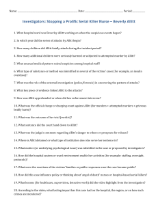 Beverly Allitt Case Study: Serial Killer Nurse Investigation Questions