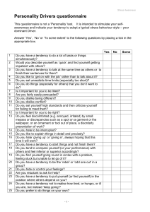 Personality Drivers Questionnaire: Stress Awareness Self-Assessment