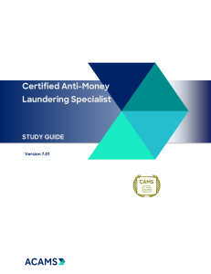 Certified Anti-Money Laundering Specialist (CAMS) Study Guide