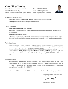 Miftah Rizqy Harahap: Master Student, Research Assistant, Materials Engineering