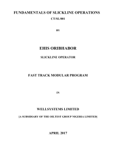 Slickline Operations Fundamentals: Training Module