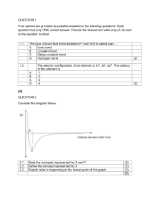 High School Chemistry Exam: Bonding & Electron Configuration