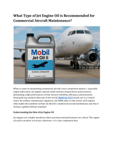 Mobil Jet Oil II: Aircraft Engine Oil Recommendation