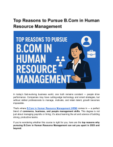 B.Com in HRM: Top Reasons to Study Human Resource Management