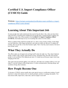 Certified U.S. Import Compliance Officer (CUSICO) Preparation Guide Essential Study Resources
