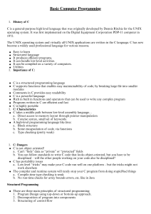 Basic C Programming: History, Characteristics & Structured Concepts