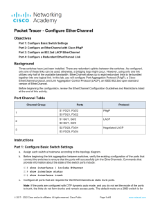 Packet Tracer: Configure EtherChannel (PAgP & LACP) Lab Activity