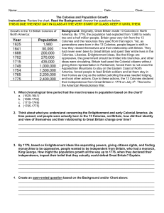 13 Colonies Population Growth Worksheet