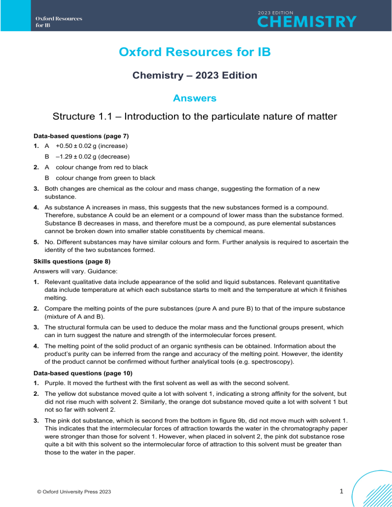 IB Chemistry Answers: 2023 Edition