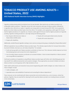 Tobacco Use Among US Adults 2022: NHIS Highlights & Trends