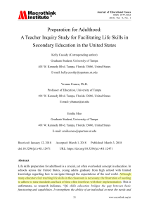Preparation for Adulthood: Life Skills in Secondary Education Study