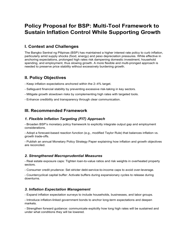BSP Multi-Tool Framework: Inflation Control & Growth Support Policy ...