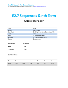 IGCSE Maths: Sequences & nth Term Question Paper
