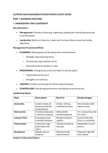 Business Studies Paper 2 Study Guide: Ventures & Leadership