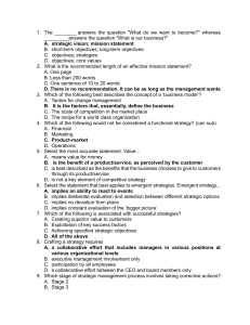 Strategic Management Exam Questions