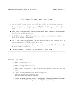 Time Series Analysis and Forecasting Exam