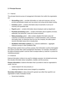 Management Information Sources: Internal & External