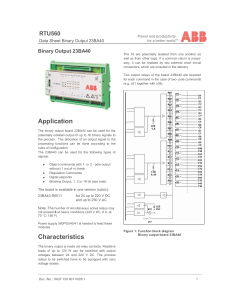 RTU560 Binary Output 23BA40 Data Sheet | Technical Specifications