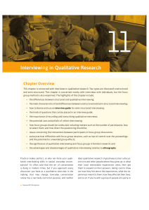 Qualitative Research Interviewing: Unstructured, Semi-structured & Focus Groups