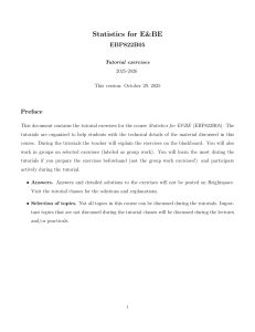 Statistics Tutorial Exercises for E&BE Course EBP822B05