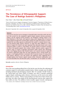 Ethnopopulist Support: Duterte's Philippines
