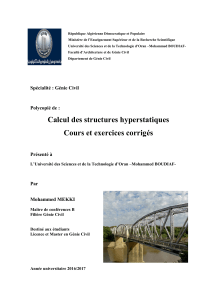 Calcul des structures hyperstatiques : Cours et exercices corrig&eacute;s