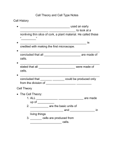 Cell Theory & Cell Types: Notes on Biology