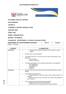 Grade 12 Life Sciences: Human Eye & Ear Manual | Accommodation