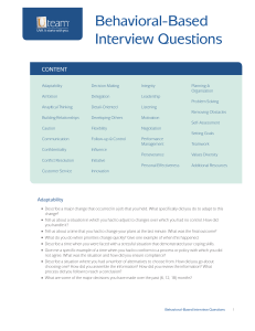 Behavioral Questions Project Behavioral Interview Questions Guide