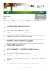 Matura 2023 English Lexical Sets - Basic Level Exercise Sheet I
