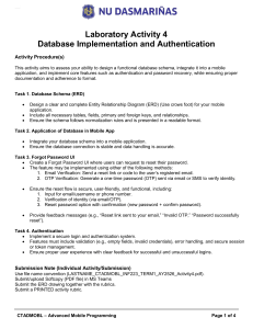 Laboratory Activity 4: Database Implementation & Authentication for Mobile Apps