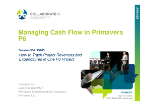 Primavera P6 Cash Flow Management: Tracking Revenues & Expenditures