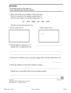 Decimals Worksheet: Place Value, Comparison, Ordering