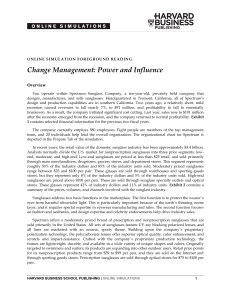 Spectrum Sunglass Company: Change Management Simulation Reading