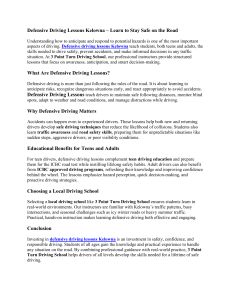Defensive Driving Lessons Kelowna: Stay Safe on the Road