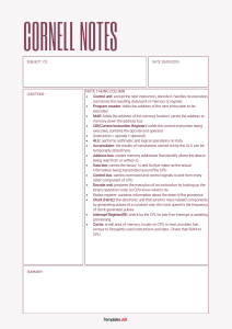 CPU Architecture: Cornell Notes on Key Components