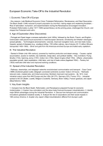 European Economic Take-Off to Industrial Revolution Notes