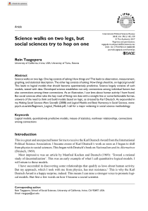 Science Walks on Two Legs: Logical Models in Social Sciences