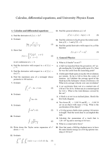 Calculus, Physics Exam: University Level Problems