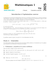 Examen d'optimisation convexe - Math&eacute;matiques 1