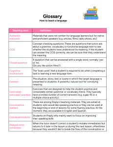 Glossary of Language Teaching Terms